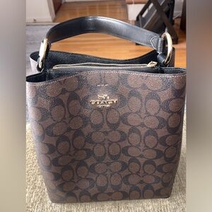 Coach Black and Brown Signature Shoulder Bag